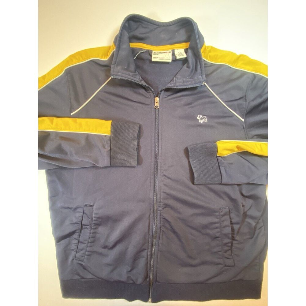 Vintage Aeropostale Men's A Jacket NAVY BLUE YELLOW Full Zip Jacket XL DOG LOGO